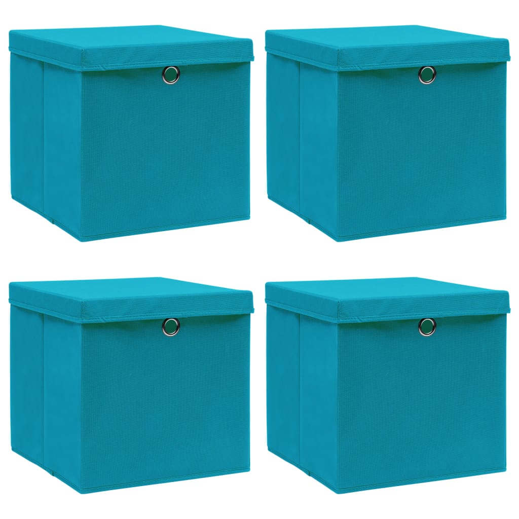 vidaXL Škatle za shranjevanje s pokrovi 4 kosi baby modre 32x32x32 cm