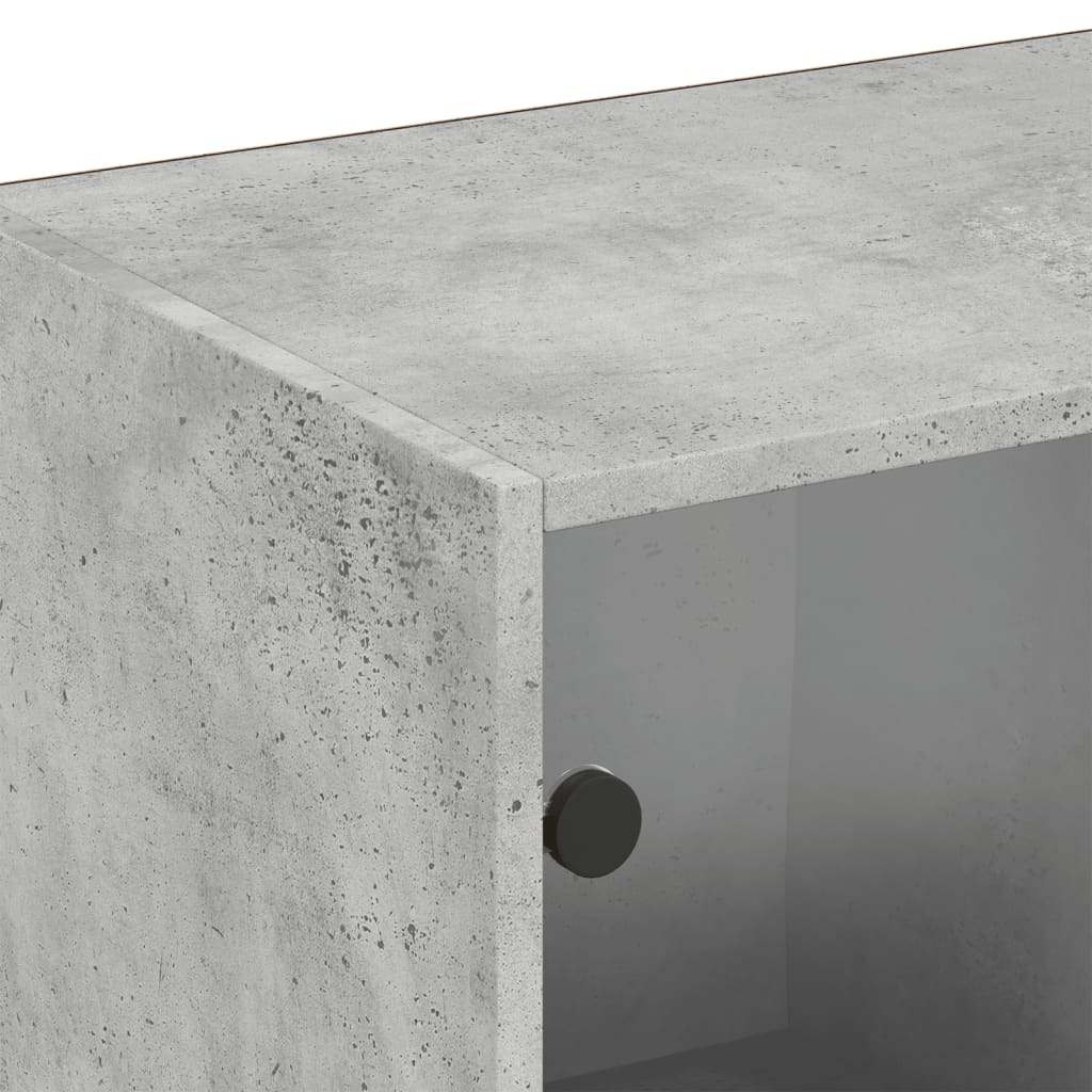 vidaXL Knjižna omara z vrati betonsko siva 204x37x75 cm inženirski les