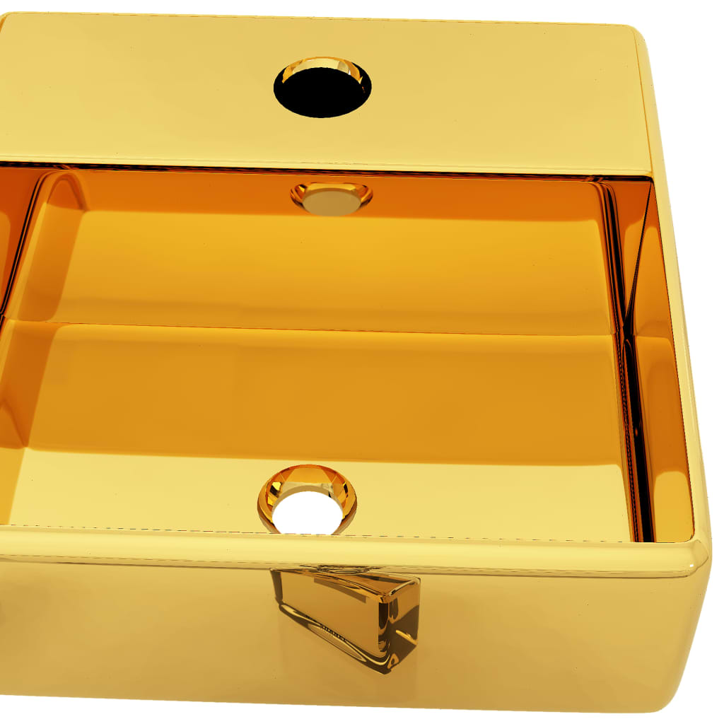 vidaXL Umivalnik z odprtino za pipo 38x30x11,5 cm keramičen zlat