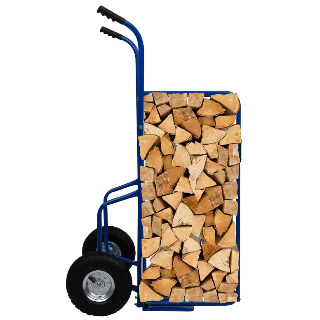 vidaXL Voziček za drva iz jekla 63x70,5x119,5 cm 120 kg moder
