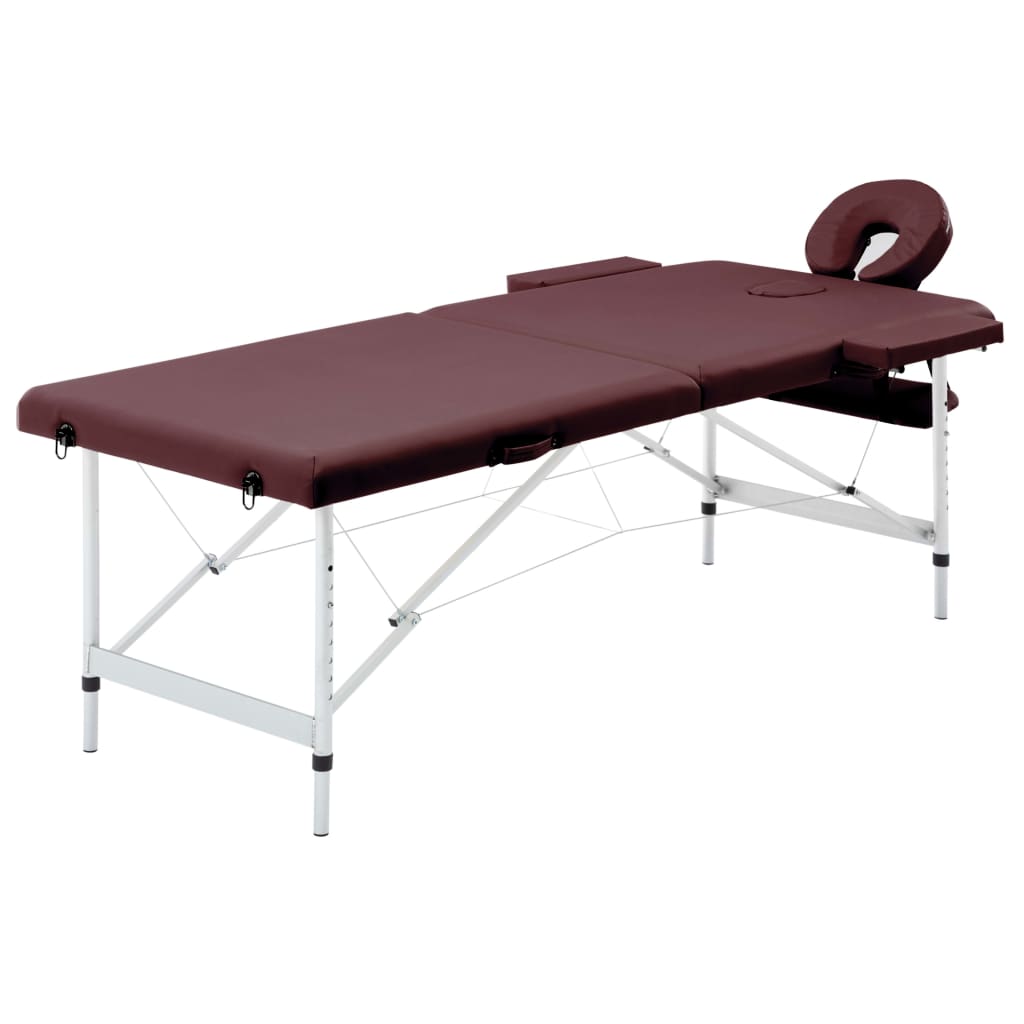 vidaXL Zložljiva masažna miza 2-conska aluminij vinsko vijolična