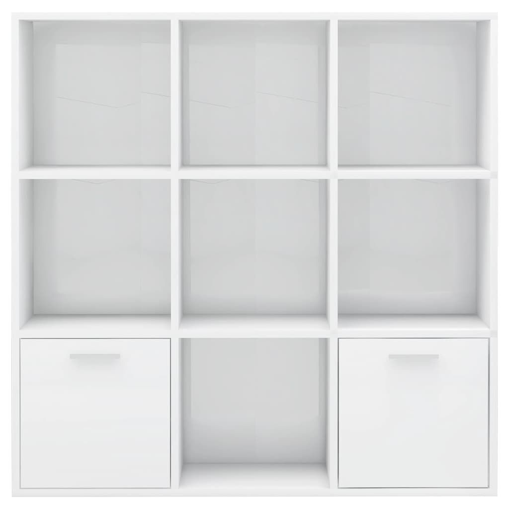 vidaXL Knjižna omara visok sijaj bela 98x30x98 cm iverna plošča