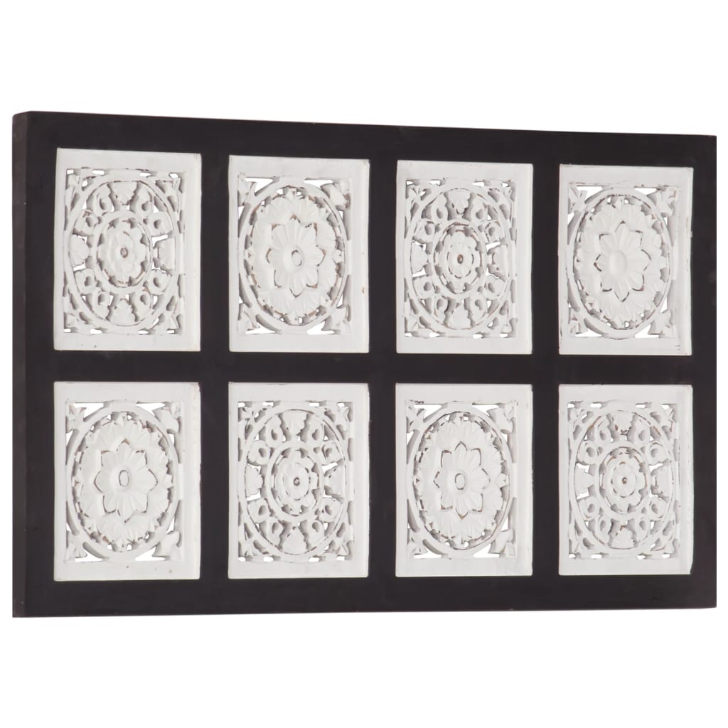 vidaXL Ročno izrezljani stenski panel MDF 40x80x1,5 cm črn in bel