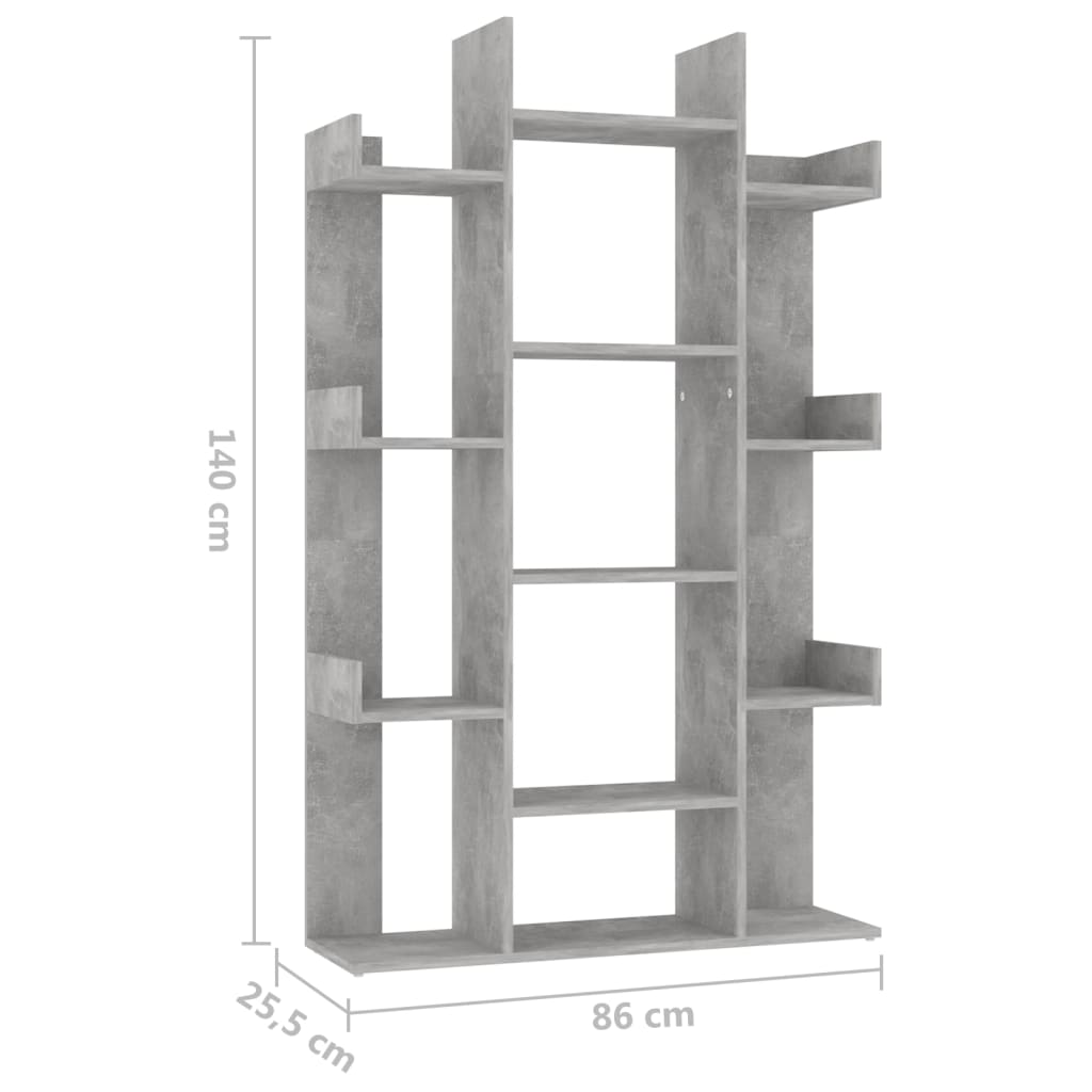 vidaXL Knjižna omara betonsko siva 86x25,5x140 cm iverna plošča