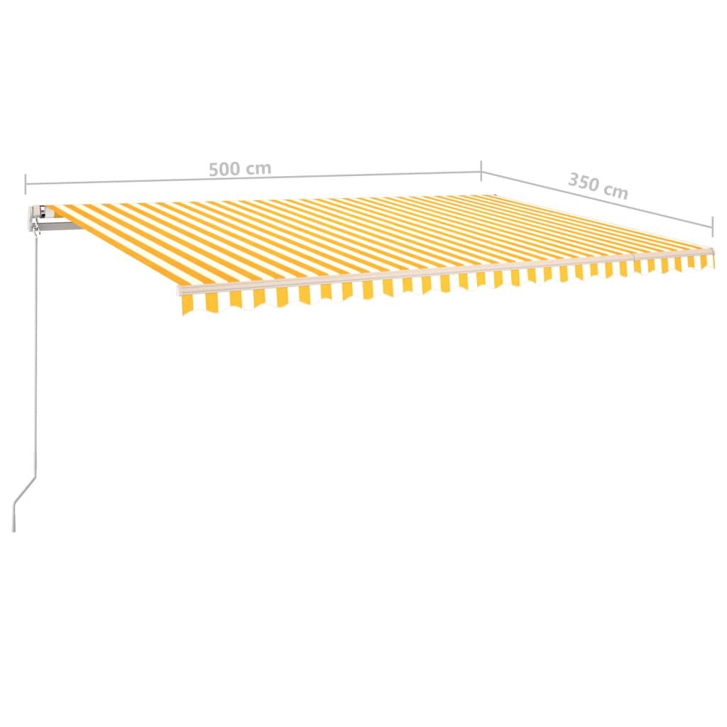 vidaXL Avtomatska tenda LED + senzor 5x3,5 m rumena in bela