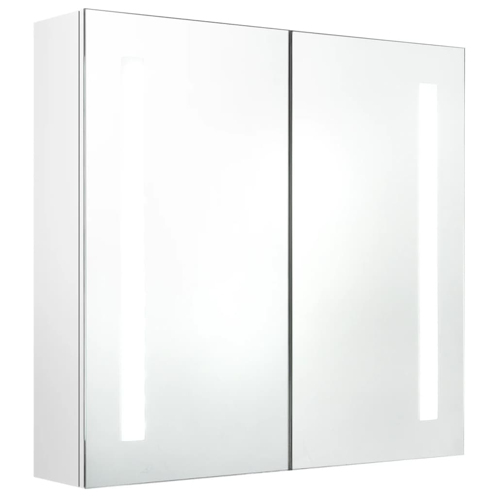 vidaXL LED kopalniška omarica z ogledalom sijoče bela 62x14x60 cm