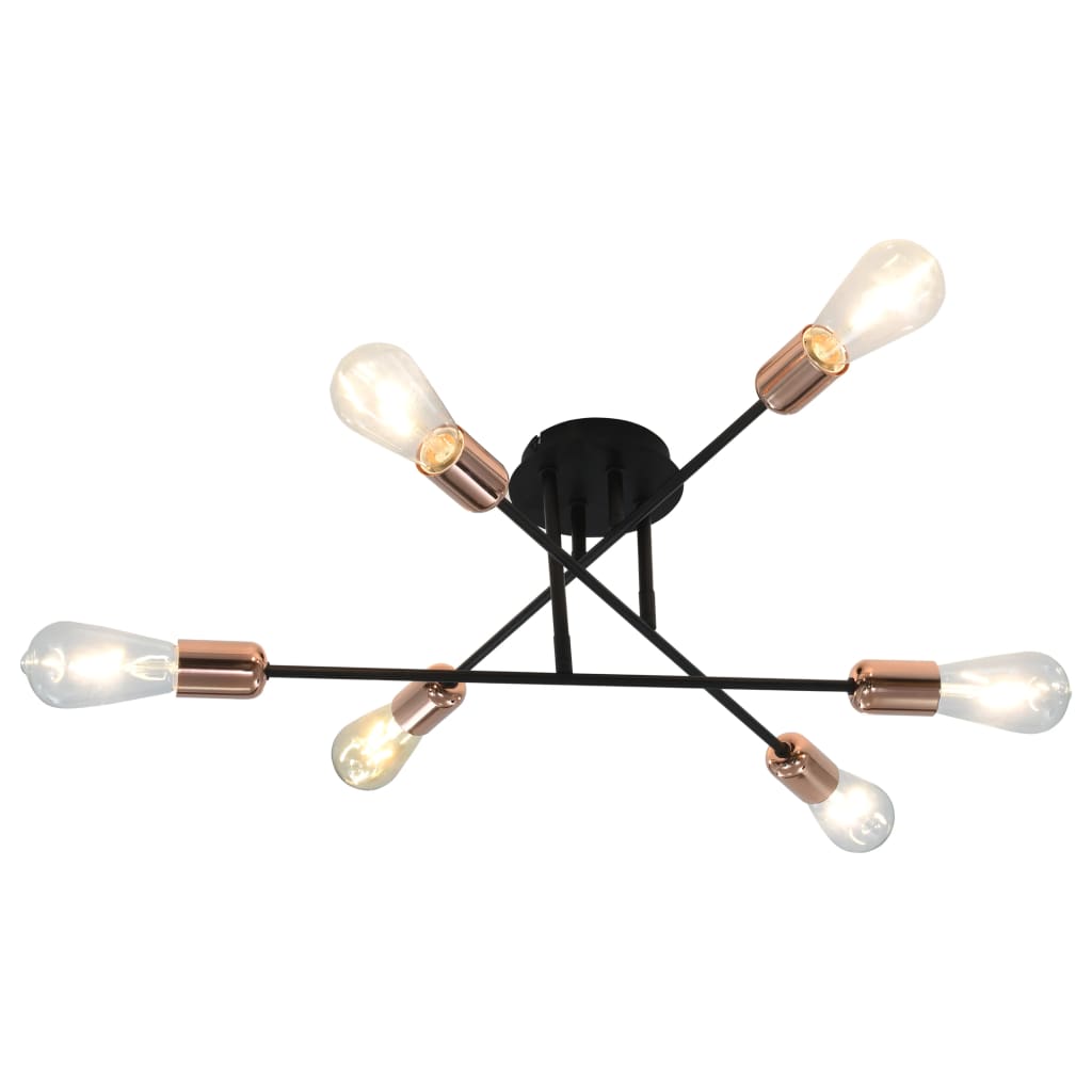 vidaXL Stropna svetilka z žarnicami 2 W črna in bakrena E27