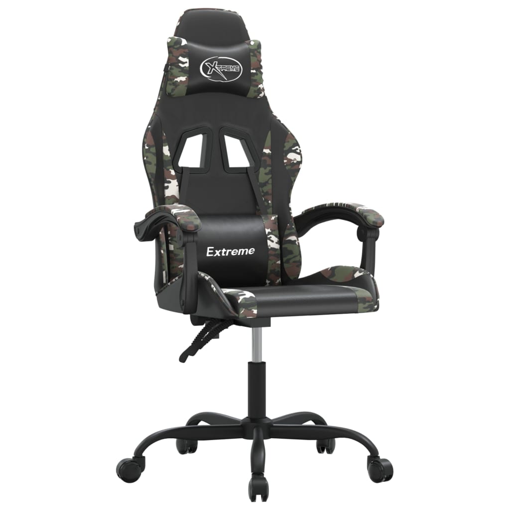 vidaXL Vrtljiv gaming stol črno in kamuflažno umetno usnje