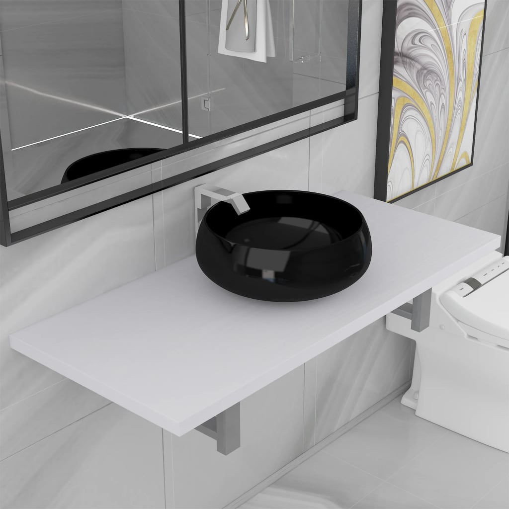vidaXL Dvodelni komplet kopalniškega pohištva iz keramike bel