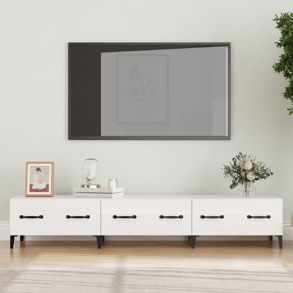 vidaXL TV omarica visok sijaj bela 150x34,5x30 cm inženirski les