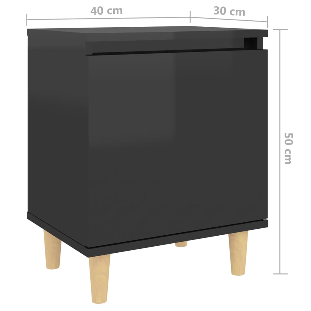 vidaXL Nočna omarica z nogami 2 kosa visok sijaj črna 40x30x50 cm