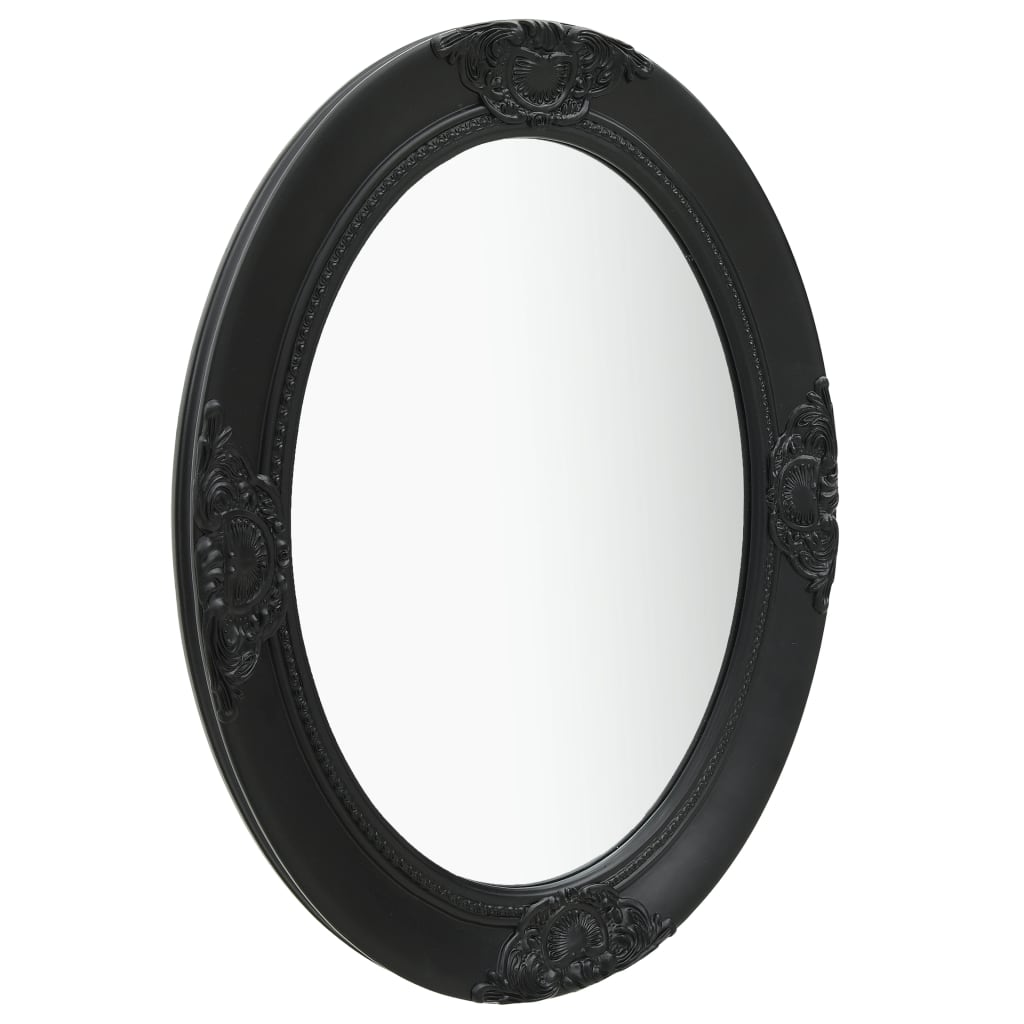 vidaXL Stensko ogledalo v baročnem stilu 50x70 cm črno