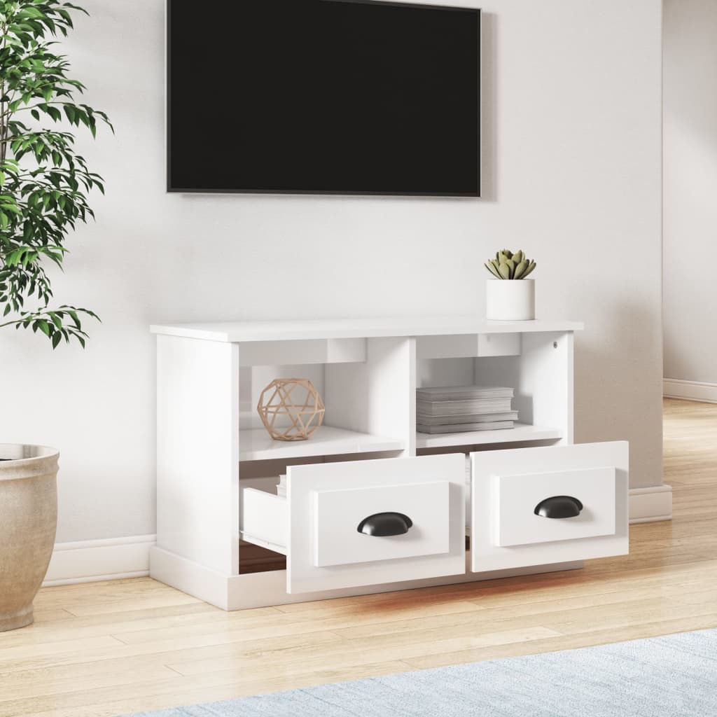 vidaXL TV omarica visok sijaj bela 80x35x50 cm inženirski les