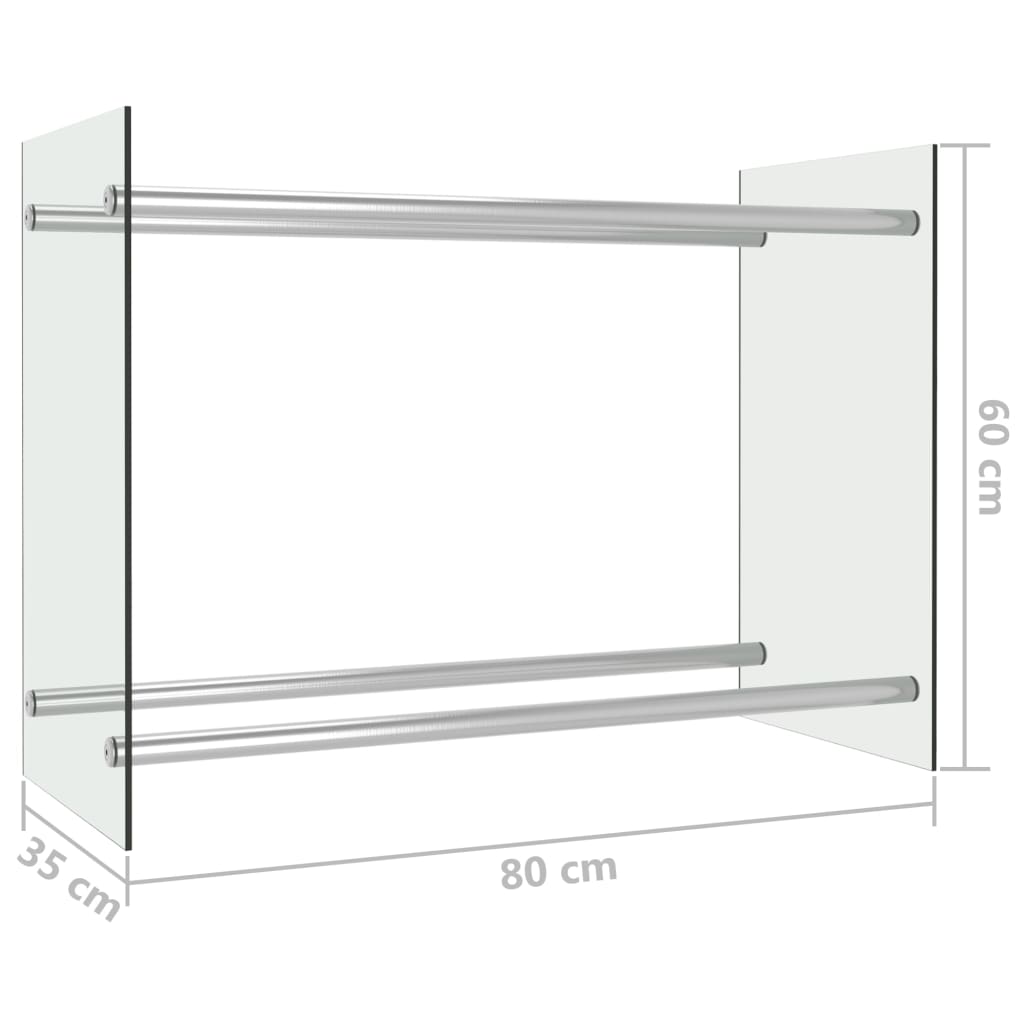 vidaXL Stojalo za drva prozorno 80x35x60 cm steklo