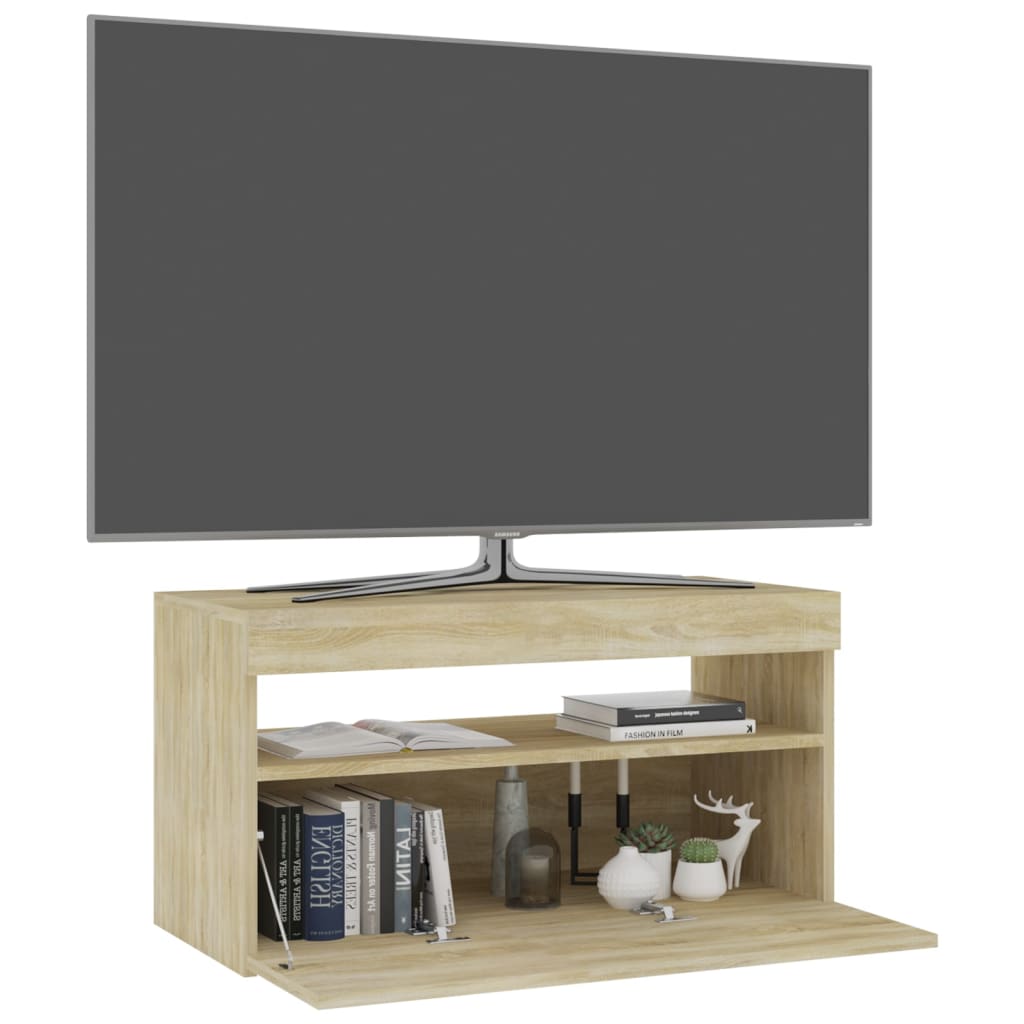 vidaXL TV omarica z LED lučkami sonoma hrast 75x35x40 cm