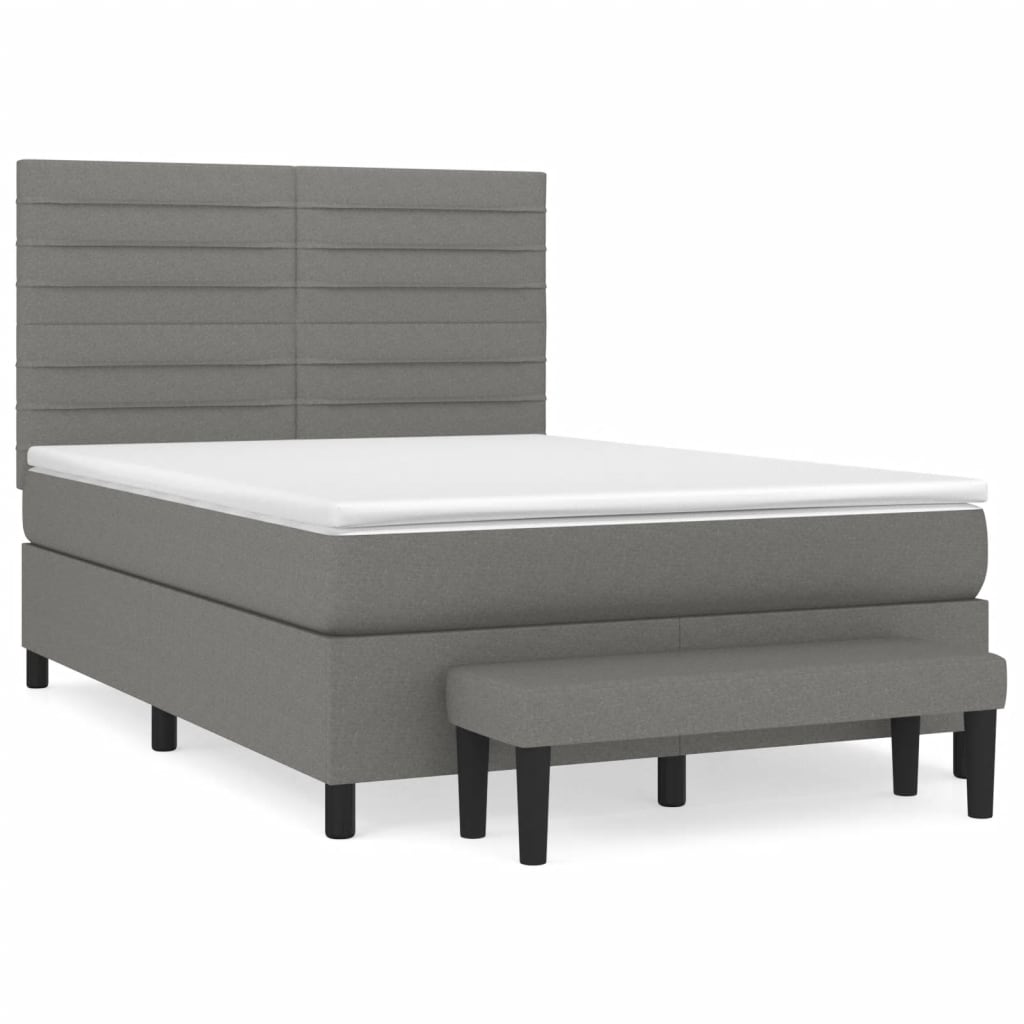 vidaXL Box spring posteljni z vzmetnico temno siv 140x190 cm blago
