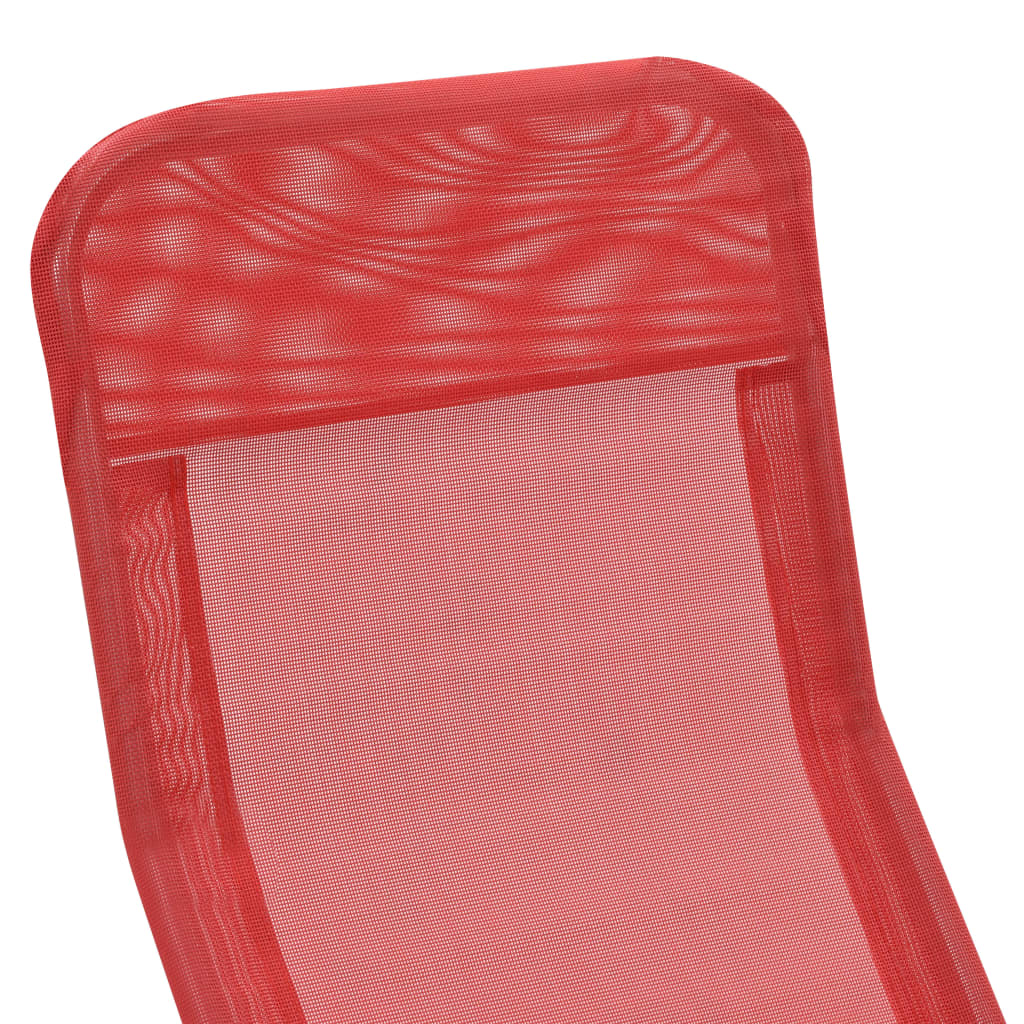 vidaXL Zložljivi ležalniki 2 kosa tekstil rdeče barve