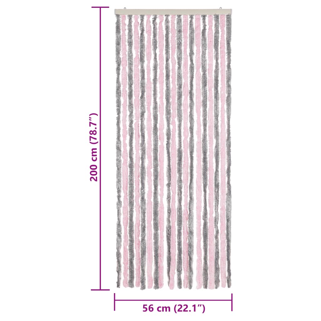 vidaXL Zavesa proti mrčesu srebrno siva in roza 56x200 cm šenilja