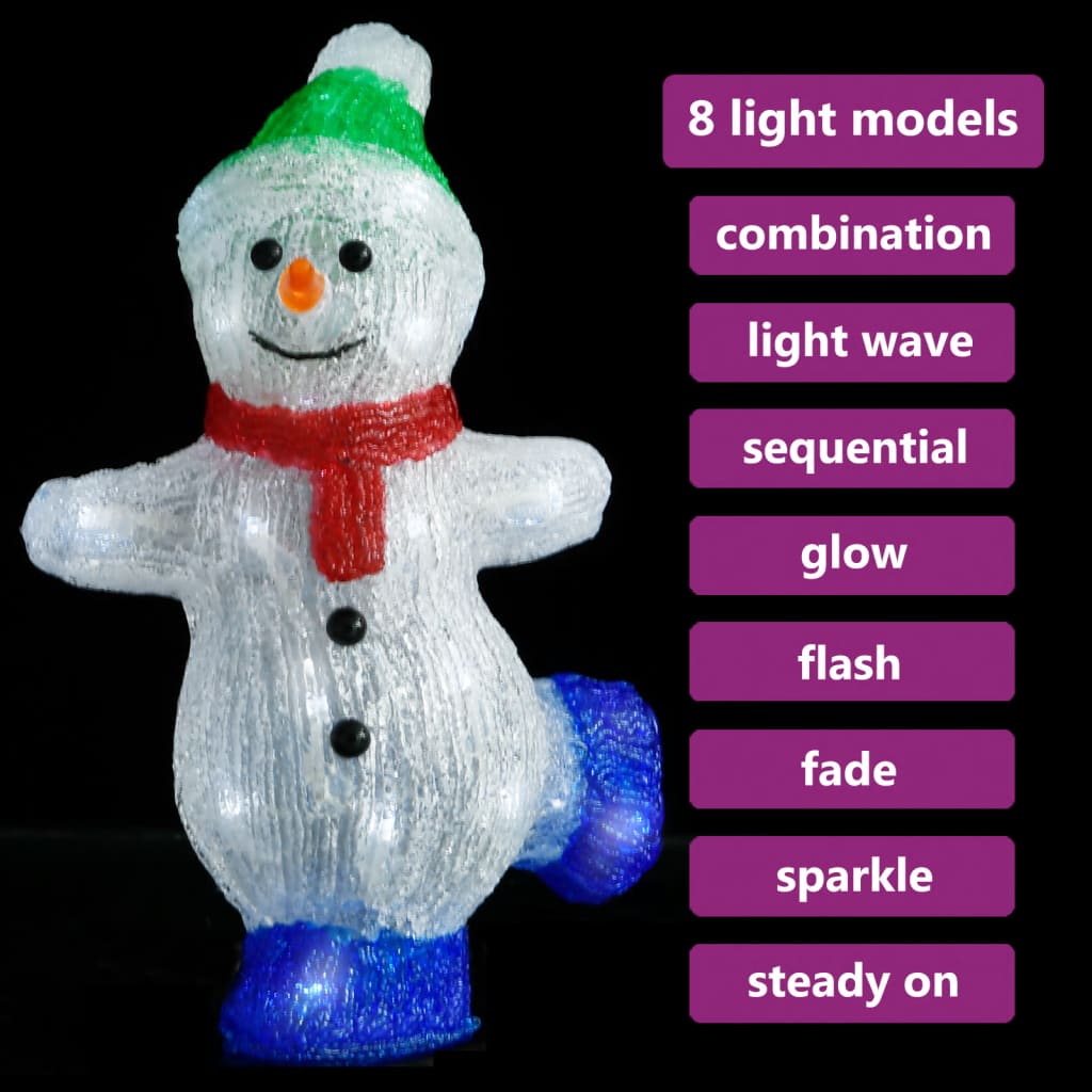 vidaXL LED božični akrilni snežak notranji in zunanji 30 cm