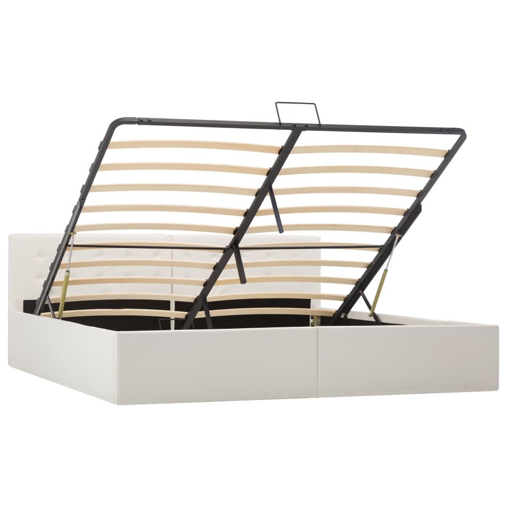 vidaXL Dvižni posteljni okvir belo umetno usnje 180x200 cm