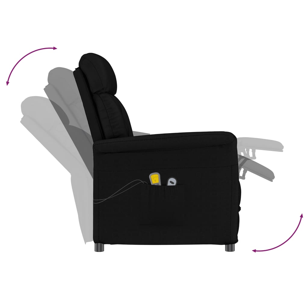 vidaXL Električni masažni stol črno umetno semiš usnje