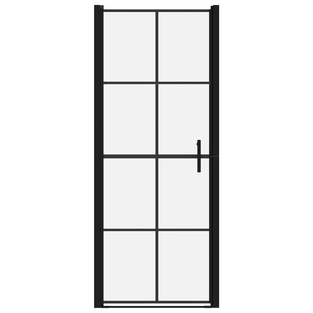 vidaXL Vrata za tuš kaljeno steklo 91x195 cm črna
