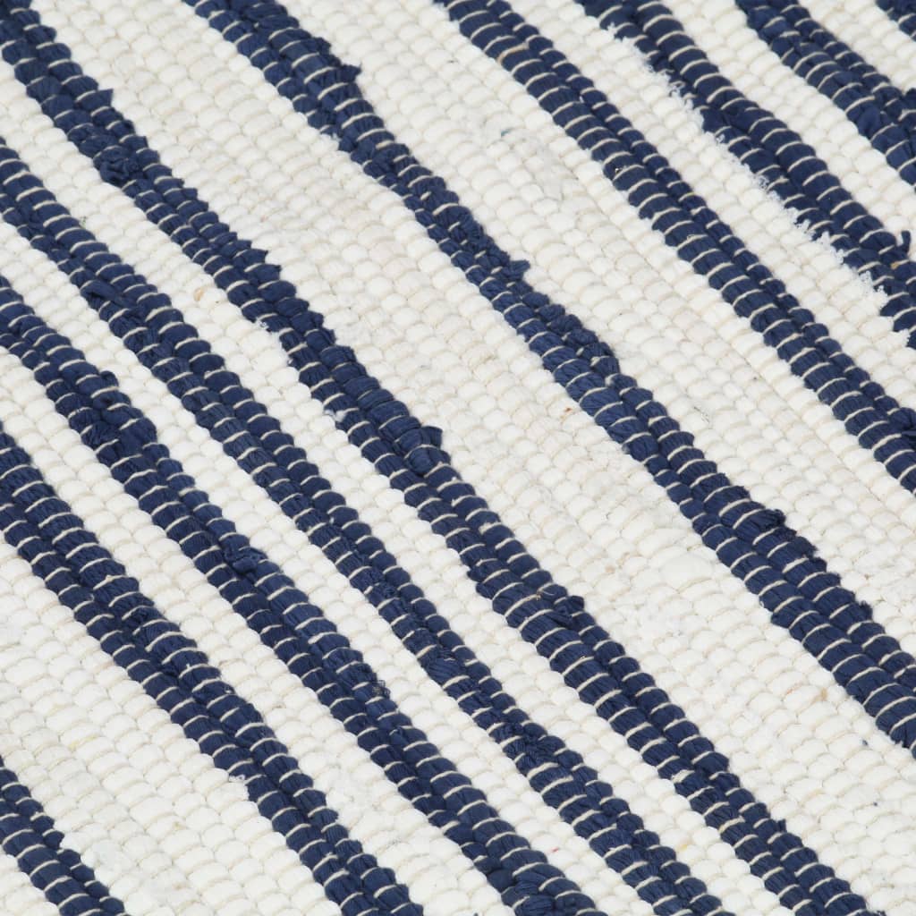 vidaXL Ročno tkana Chindi preproga bombaž 160x230 cm modra in bela