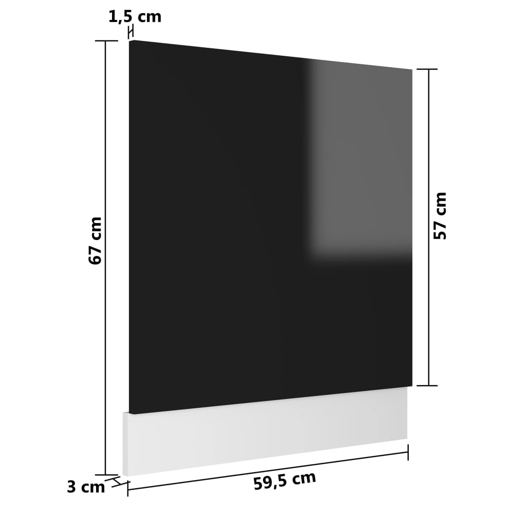 vidaXL Plošča za pomivalni stroj visok sijaj črna 59,5x3x67 cm