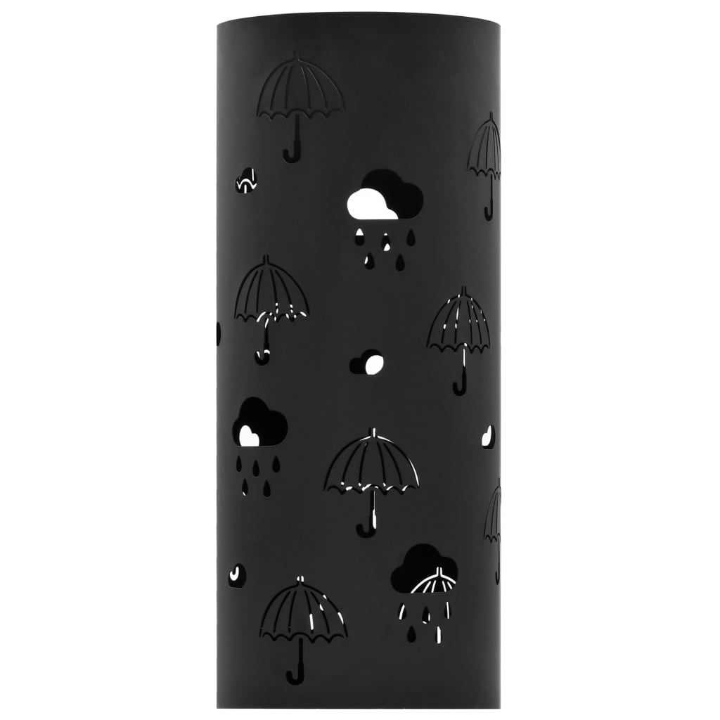 vidaXL Stojalo za dežnike iz jekla črne barve