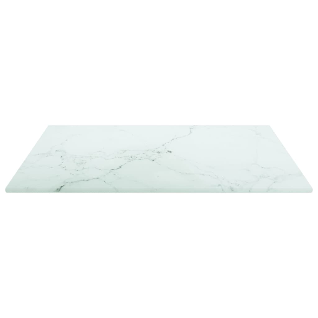 vidaXL Mizna plošča bela 40x40 cm 6 mm kaljeno steklo z marmorjem
