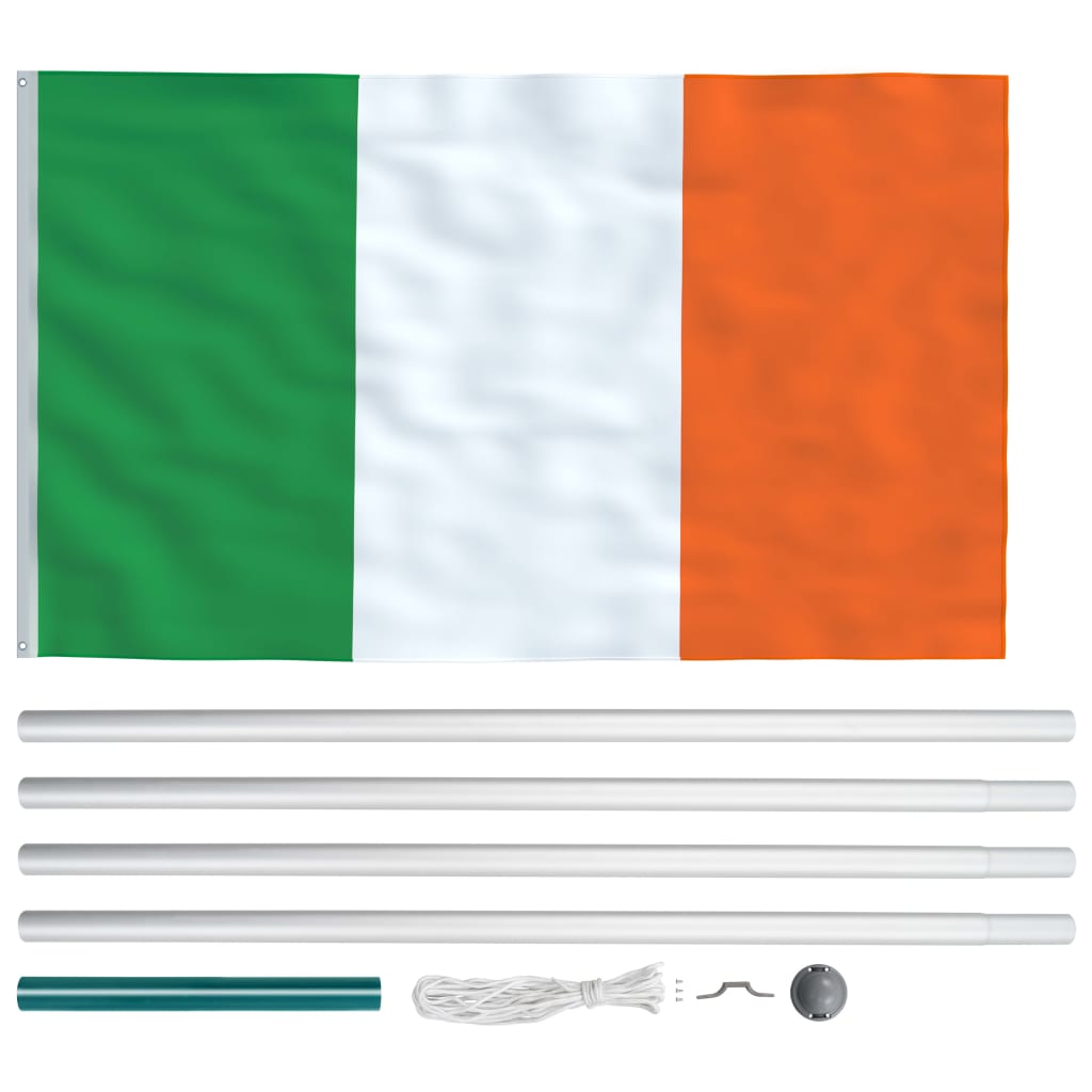 vidaXL Zastava Irske in aluminijast zastavni drog 6,2 m