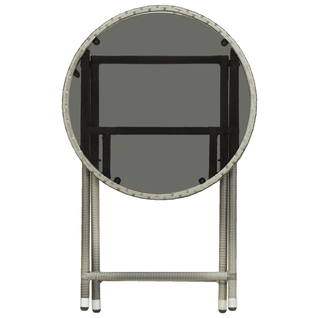 vidaXL Čajna mizica 60 cm poli ratan in kaljeno steklo