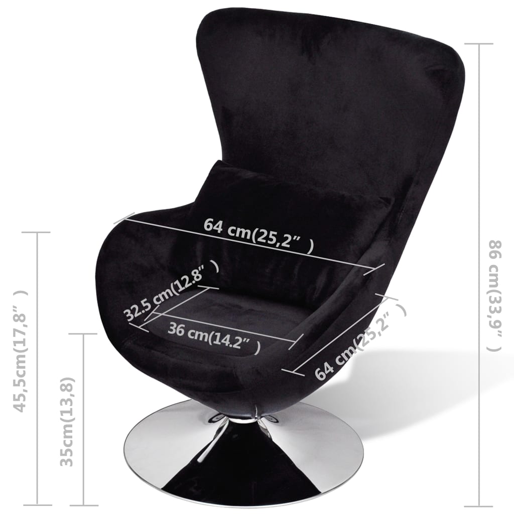 vidaXL Fotelj jajčaste oblike črne barve