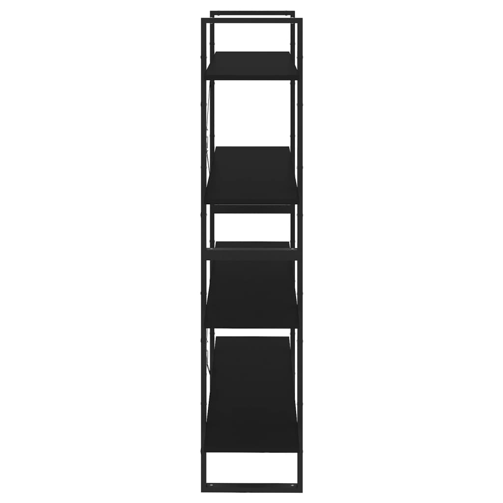 vidaXL Knjižna omara 4-nadstropna črna 100x30x140 cm iverna plošča