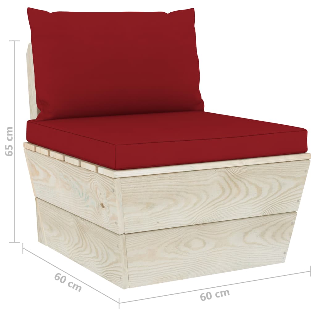 vidaXL Vrtni kavč iz palet srednji z blazinami impregnirana smrekovina