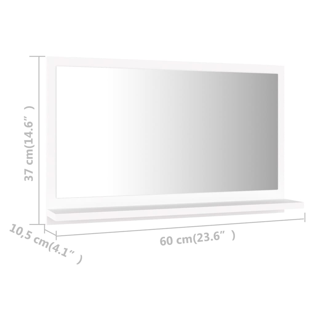 vidaXL Kopalniško ogledalo belo 60x10,5x37 cm iverna plošča