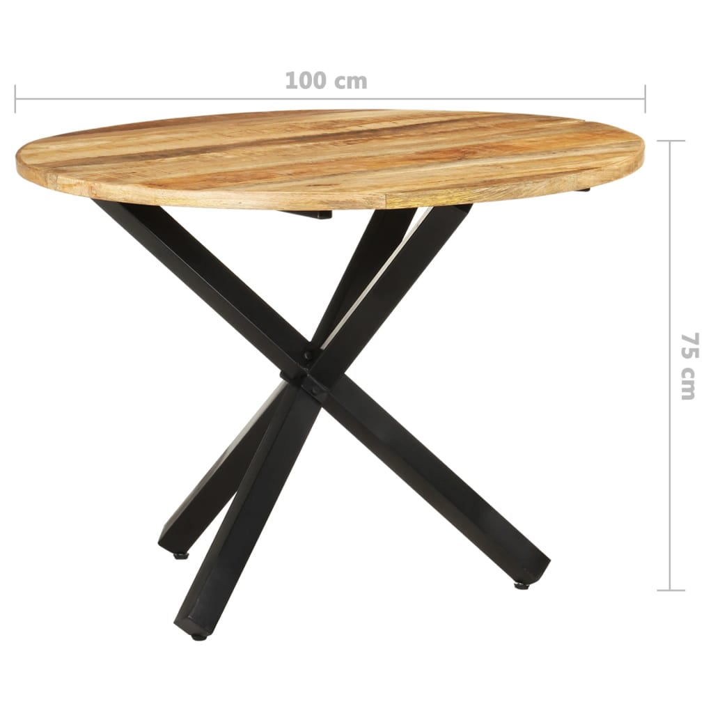 vidaXL Jedilna miza okrogla 100x100x75 cm robusten mangov les