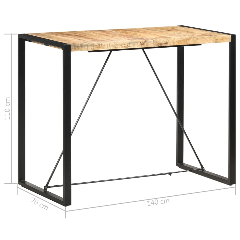 vidaXL Barska miza 140x70x110 cm iz trdnega mangovega lesa