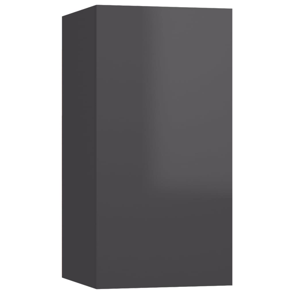 vidaXL Komplet TV omaric 5-delni visok sijaj siva iverna plošča