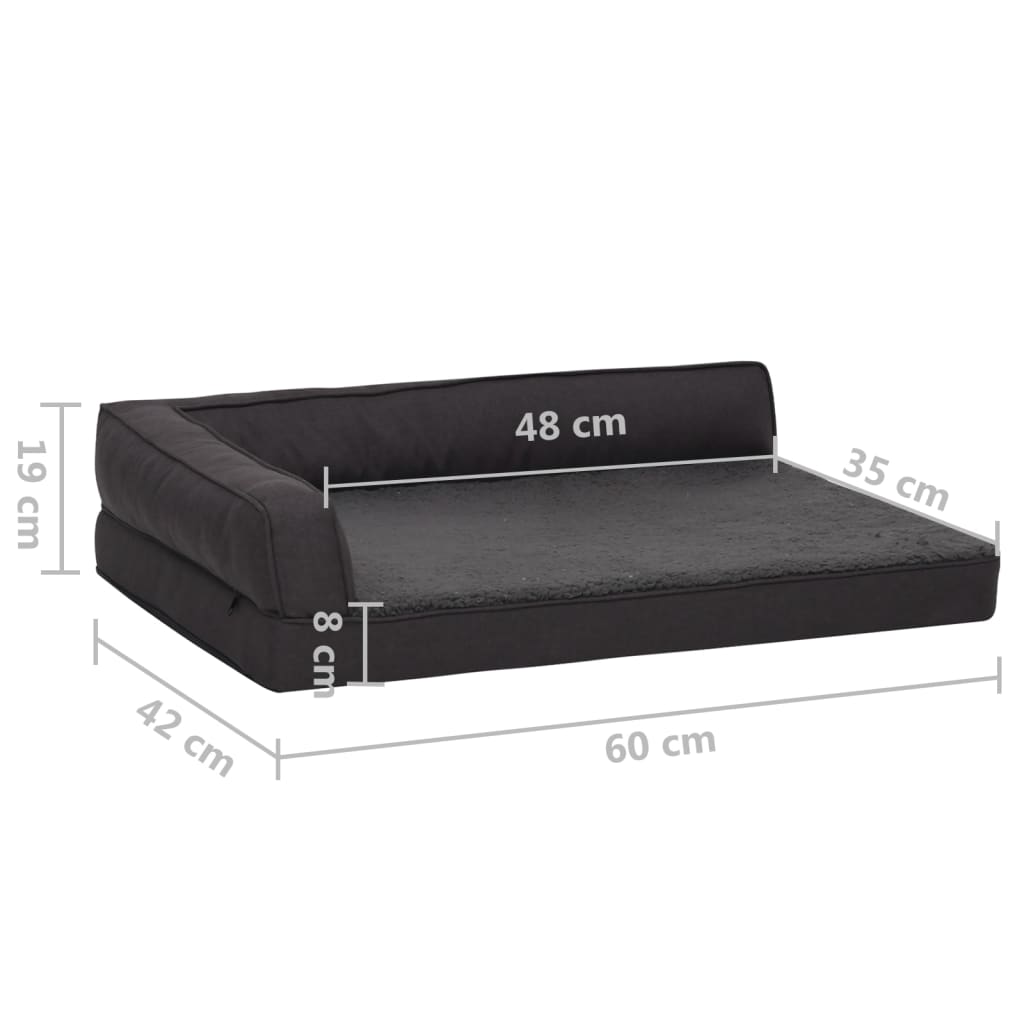 vidaXL Ergonomska pasja postelja 60x42 cm videz platna flis črna