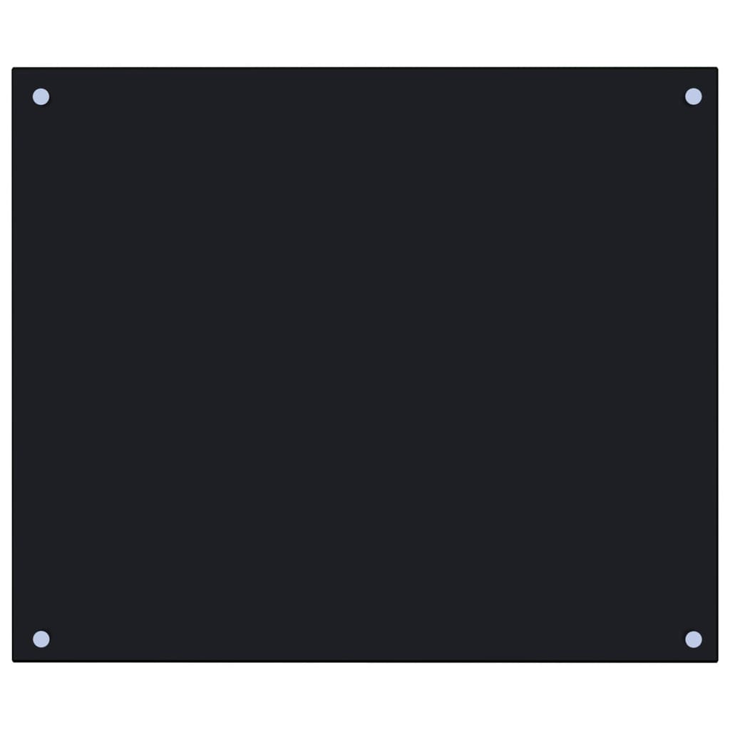 vidaXL Kuhinjska zaščitna obloga črna 70x60 cm kaljeno steklo