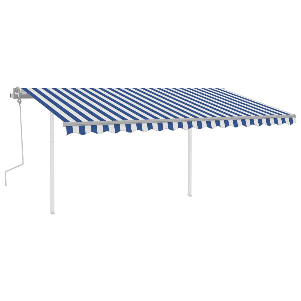 vidaXL Ročno zložljiva tenda s stebrički 4,5x3,5 m modra in bela