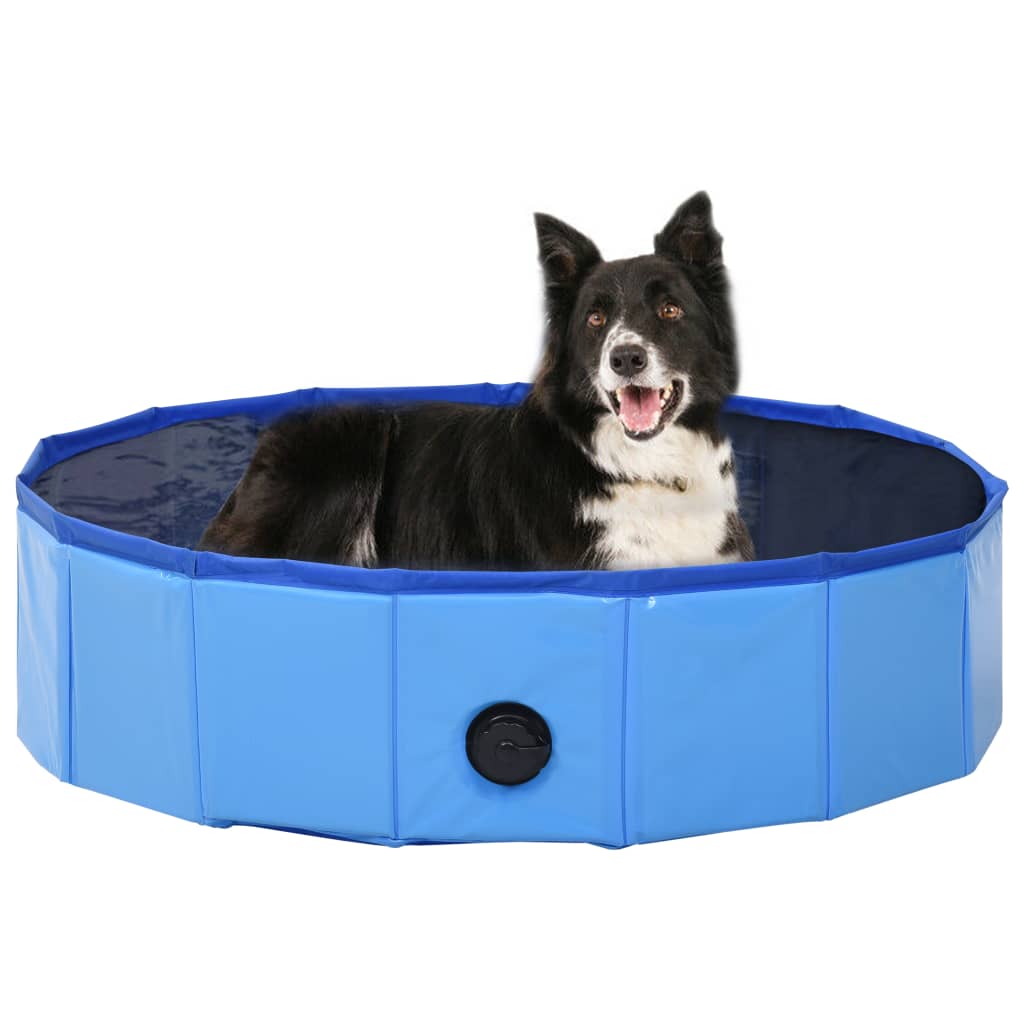 vidaXL Zložljiv bazen za pse moder 80x20 cm PVC