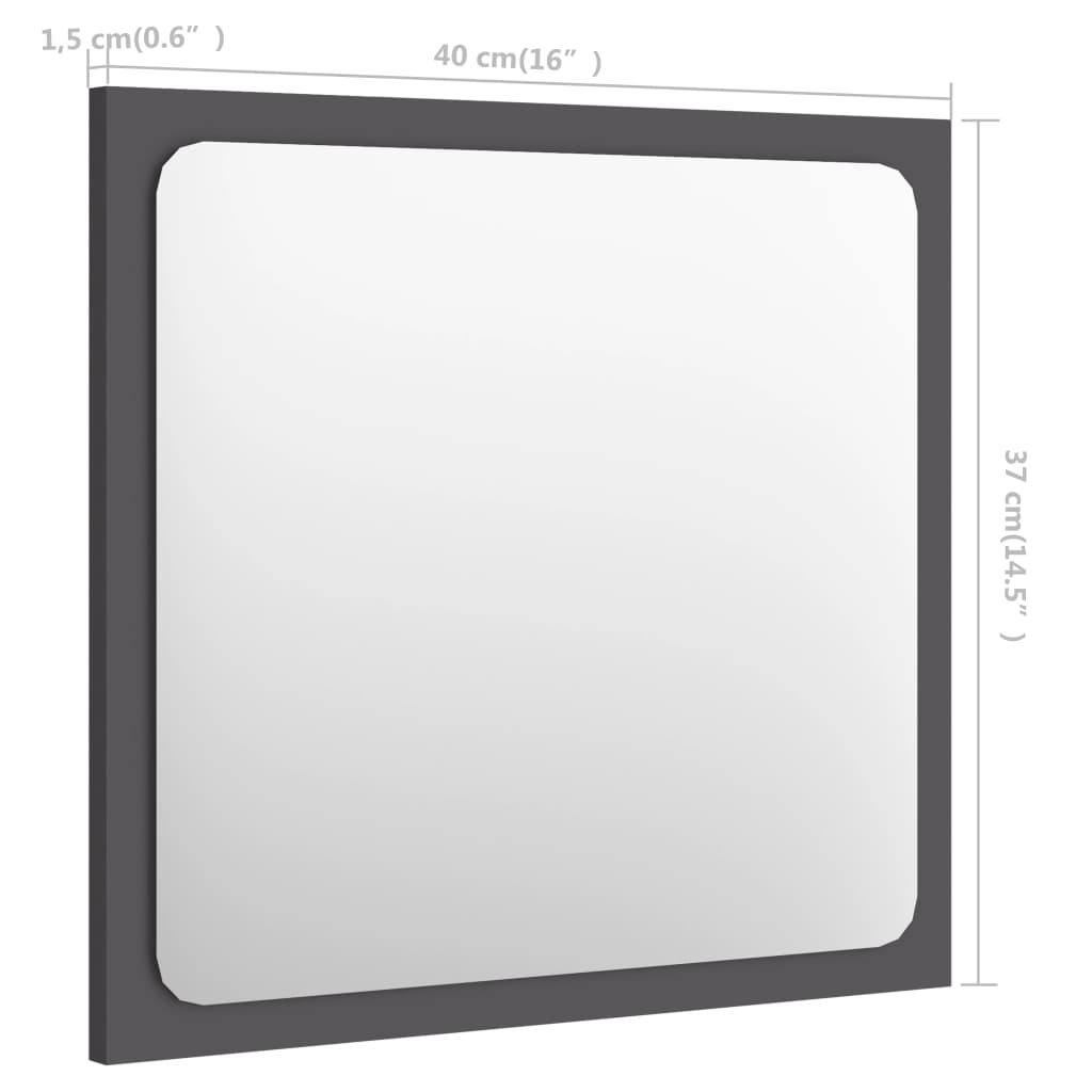 vidaXL Kopalniško ogledalo sivo 40x1,5x37 cm iverna plošča