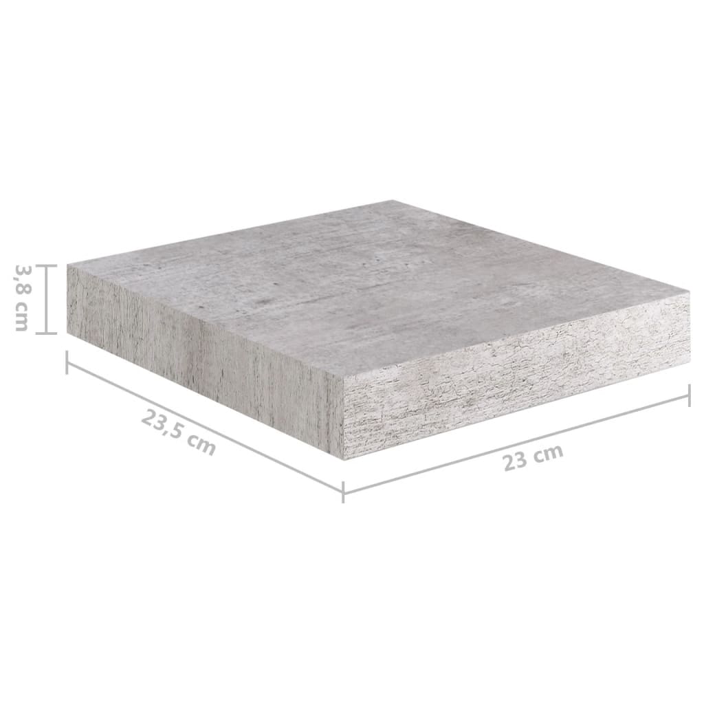 vidaXL Stenska polica betonsko siva 23x23,5x3,8 cm MDF