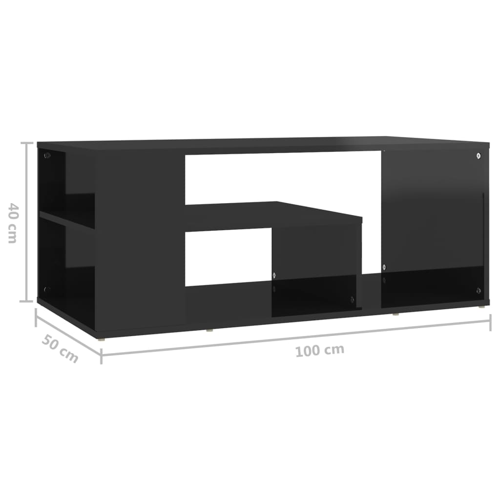 vidaXL Klubska mizica visok sijaj črna 100x50x40 cm iverna plošča
