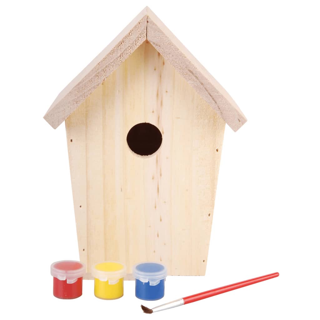 Esschert Design ptičja hišica DIY z barvo 14.8x11.7x20 cm KG145