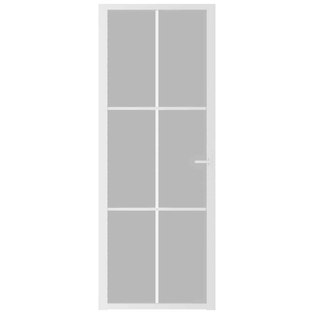 vidaXL Notranja vrata 76x201,5 cm Bela mat steklo in aluminij