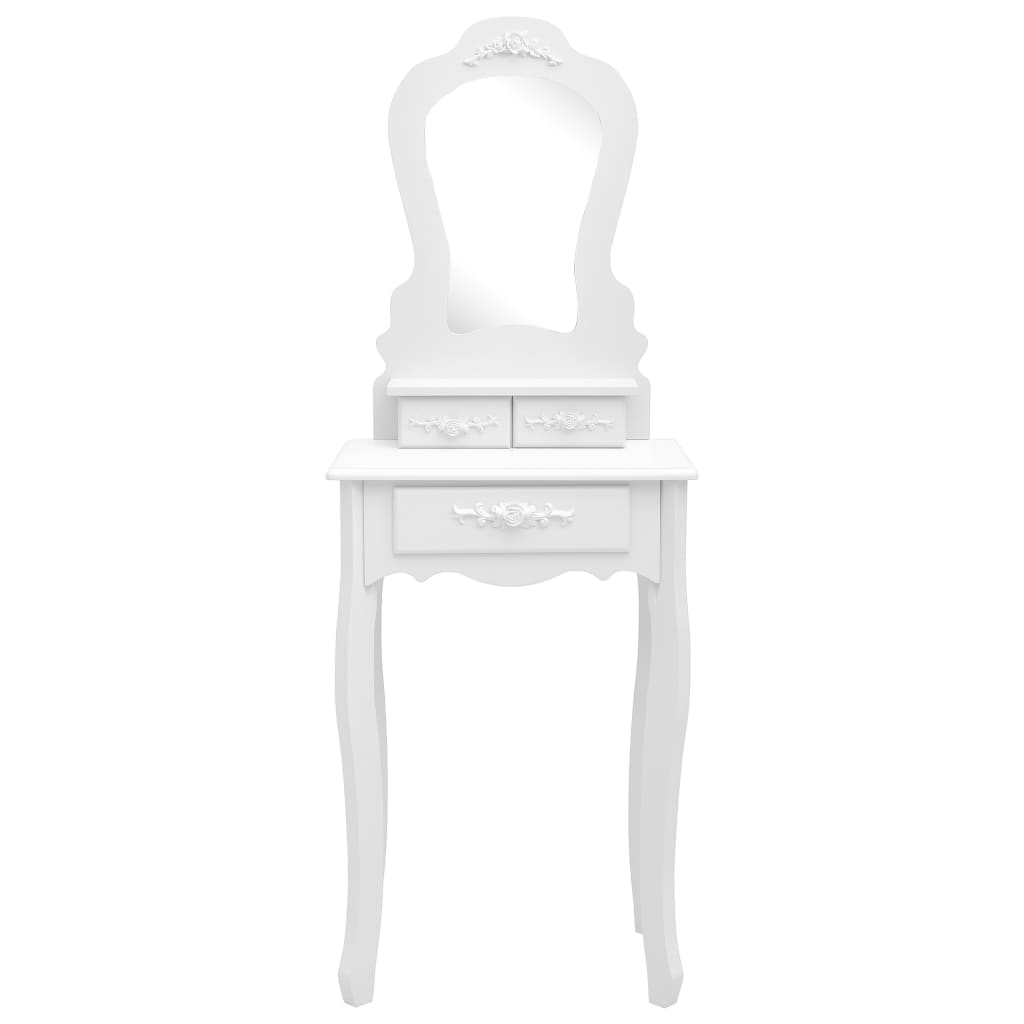 vidaXL Mizica za ličenje s stolčkom bela 50x59x136 cm les pavlovnije