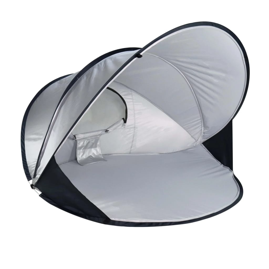 DERYAN Pop-up luksuzni šotor za plažo XXL 155x133x95 cm srebrn